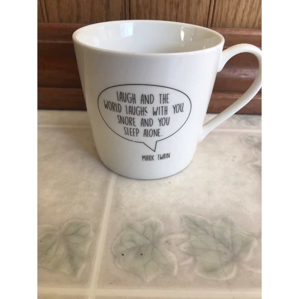 SIPS Drinkware White & Black Letters Funny Snoring Mug Mark Twain Quote